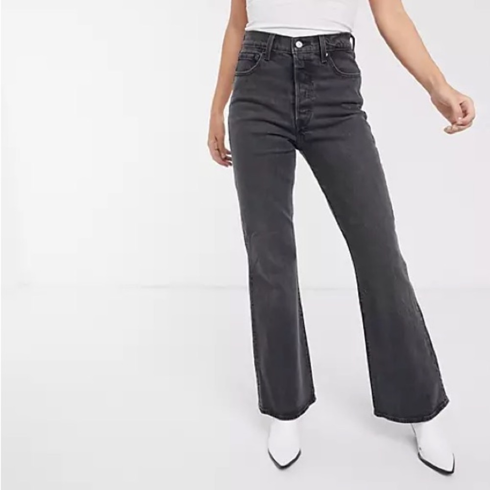 Levi black ribcage flare jeans